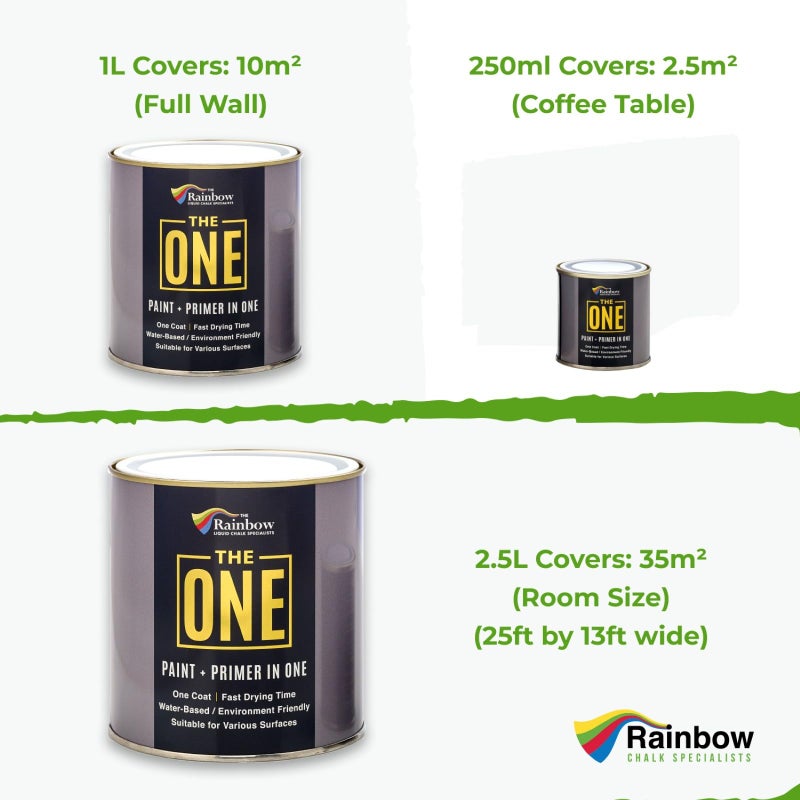 THE ONE All-In-One Paint & Primer - Off White Matte, 33.8 Fl Oz/1 Liter | 1 Coat Formula | Easy Indoor & Outdoor Decorating for Home & Garden Walls, Floors & Furniture | Water-Based & Low VOC - Image 3